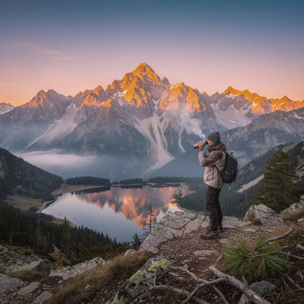 Zelené borovicové ihličky na pozadí s teplým slnečným svetlom