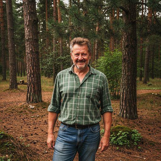 Pohľad na šálku čaju z borovicových ihličiek s lesom v pozadí.