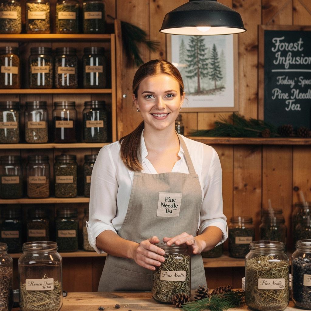 Detailný záber na čerstvé ihličie borovice s kvapkami rosy.